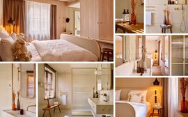 Collage verschiedener Impressionen des neuen Premium Zimmers im Marias Platzls München.